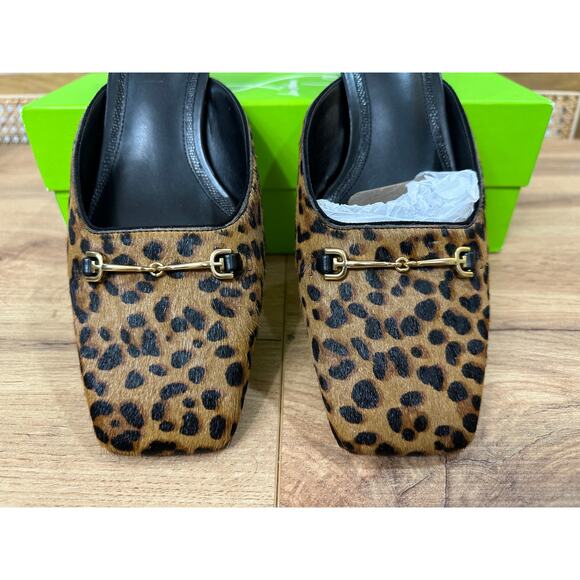 Sam Edelman Ollie Square Toe Bit Mule Flat Granda Tan Leopard Size 9.5 NIB Sleek - Picture 6 of 13